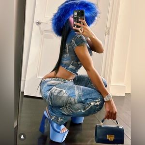 Miaou Demin Print 2 Piece Set Size Medium